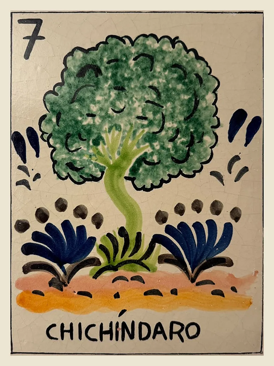 Lotería card of the Chichíndaro suite, number 7: the tree